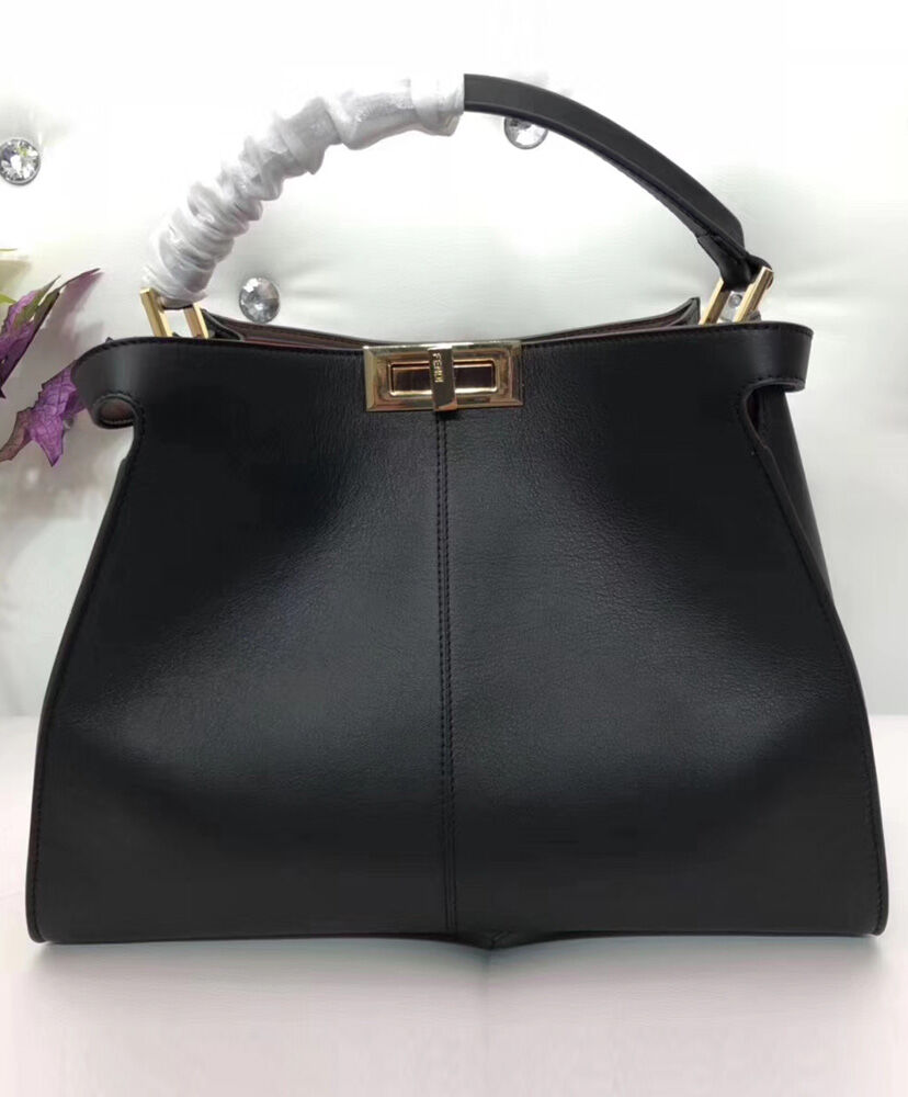 Fendi Peekaboo X lite Regular Leather Bag 8BN310 Black